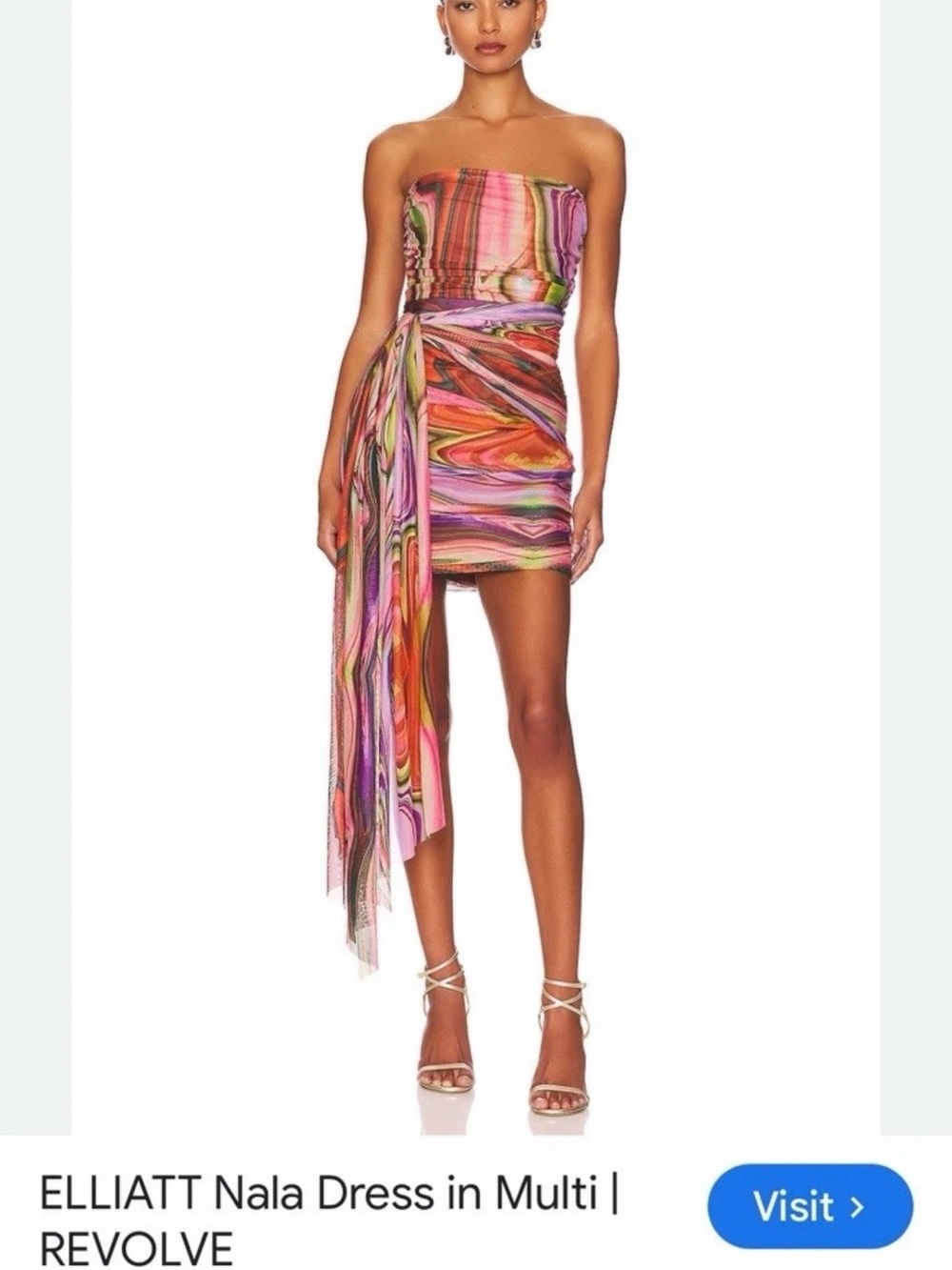 Elliatt Multi-Color Strapless Swirl Mini Dress